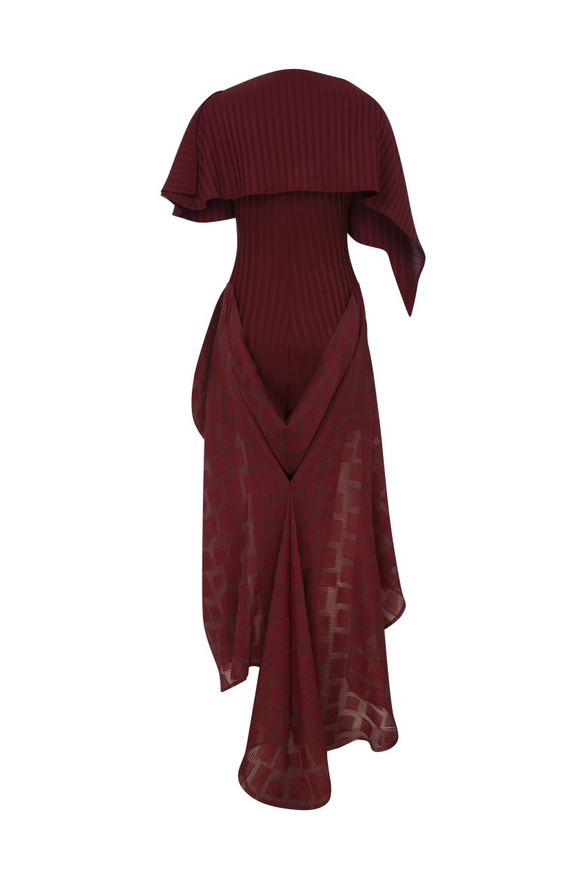 BURGUNDY DRESS - Görsel 3